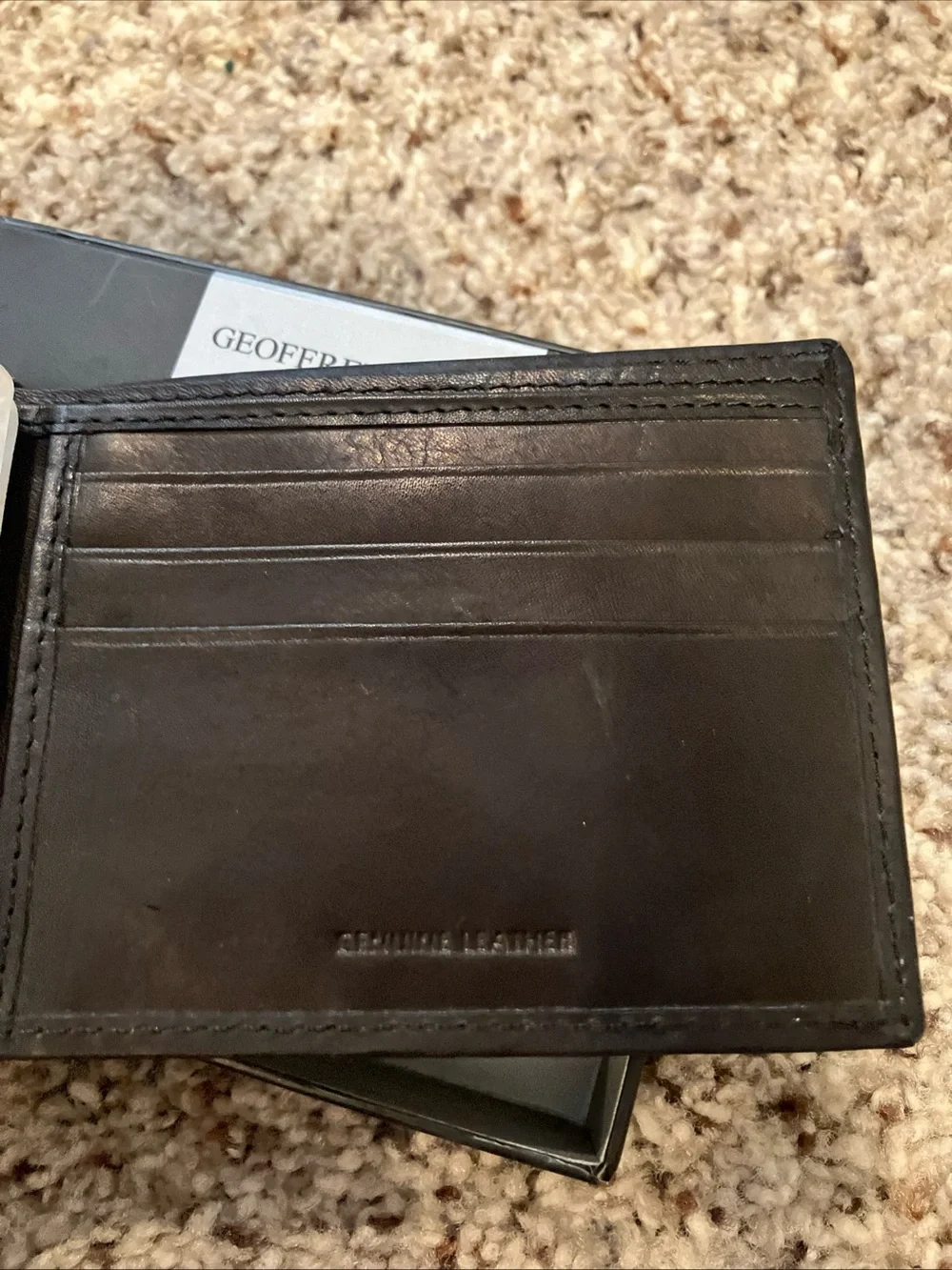 Geoffrey Beene Passcase Men’s Black Leather Wallet Bifold New in Box